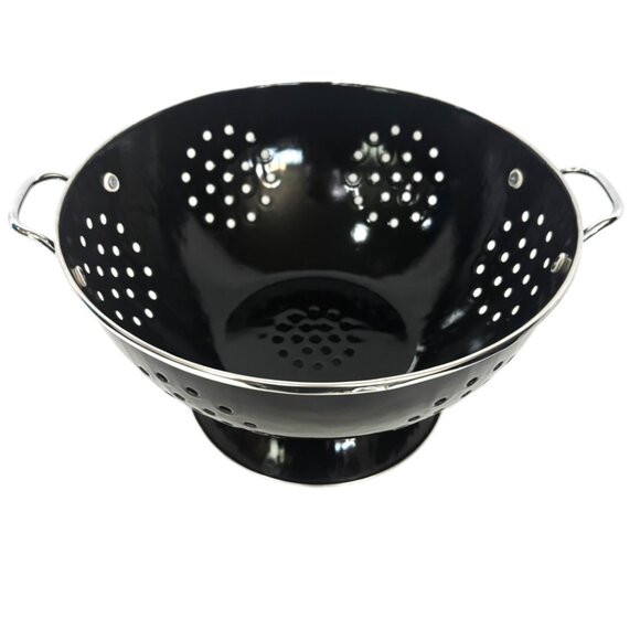 Colander Black Powder Coated Enamel  5 Qt Size - Picture 2 of 14